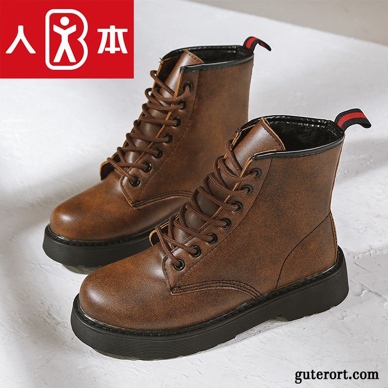 Dunkelbraun Grau, Winterschuhe Damen Boots Sale