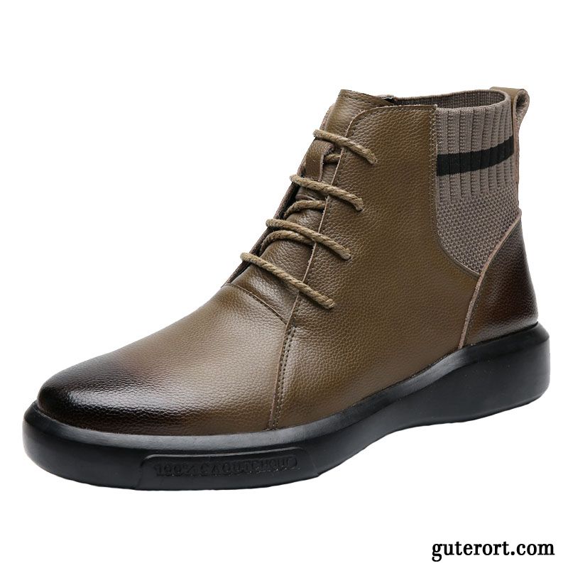 Stiefel Herren Atmungsaktiv Hohe Martin Stiehlt Echtleder Casual Cargohose Schwarz Braun