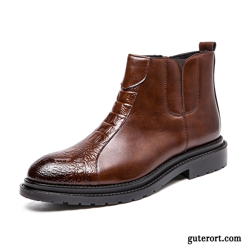 Stiefel Herren Herbst Martin Stiehlt Winter Hohe Trend Lederschue Braun