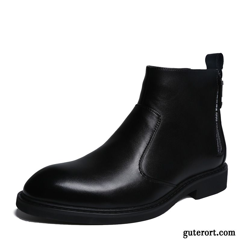 Stiefel Herren Herbst Schuhe Winter Reißverschluss Europa Trend Schwarz