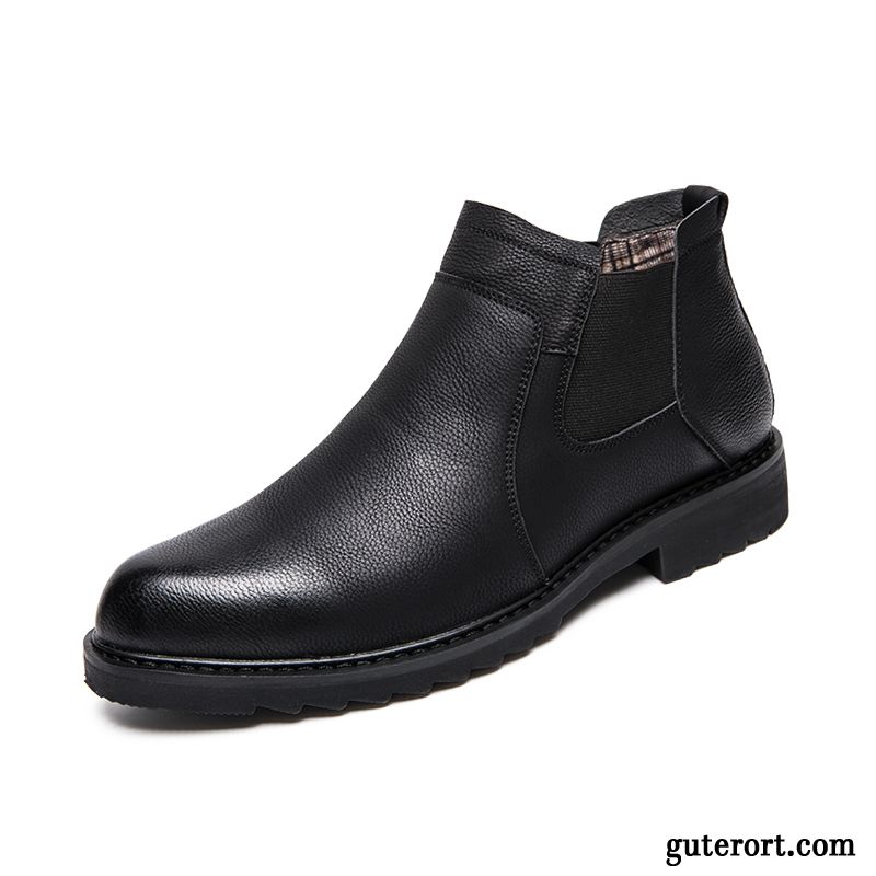 Stiefel Herren Slip-on England Trend Allgleiches Martin Stiehlt Lederschue Schwarz