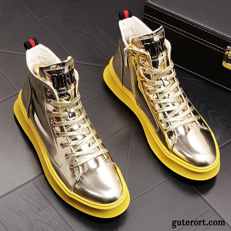 Stiefel Herren Trend Neue Casual Schuhe Hohe Skaterschuhe Gold