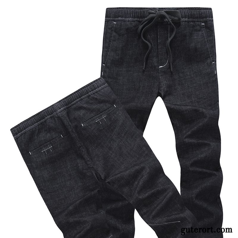 Stretch Jeans Herren Schwarz Türkis, Super Skinny Jeans Herren