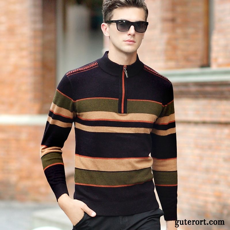 Strick Rollkragenpullover Herren Billig, Herren Rollkragenpullover Weiß Kaffeebraun