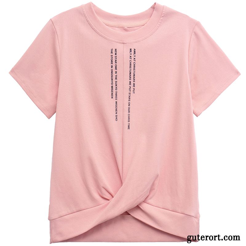 T-shirts Damen Neu Entwurf Unregelmäßig Europa Trend Dünn Rosa