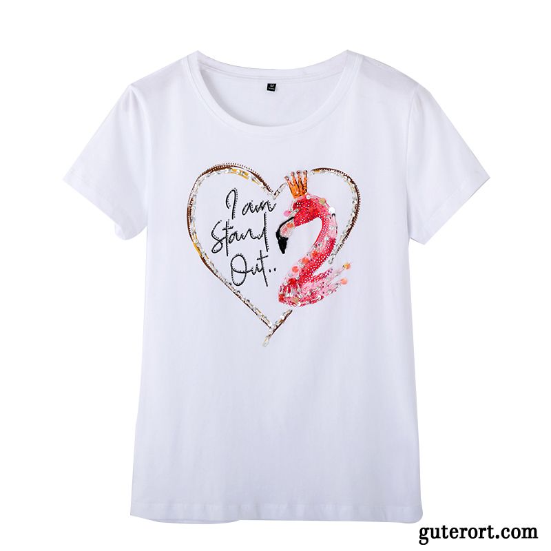 T-shirts Damen Neu Rein Sommer Trend Halb Ärmel Baumwolle Weiß