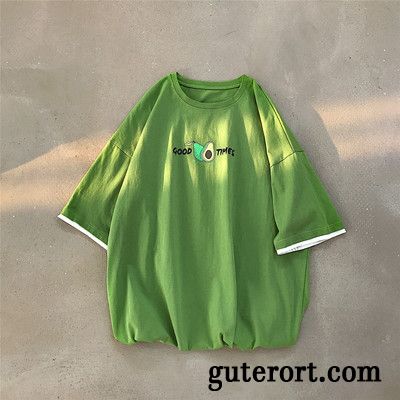 T-shirts Herren Allgleiches Jugend Drucken Europa Schüler Paar Mischfarben Grün