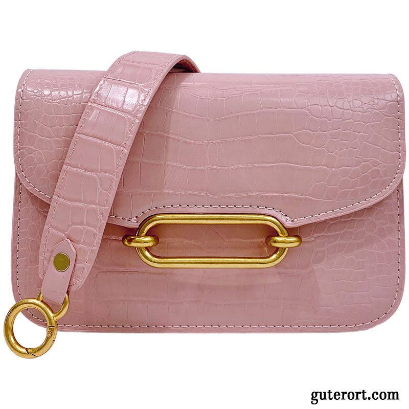 Umhängetaschen Damen Handtasche Mini Neu Krokodilmuster Mode Leder Rosa