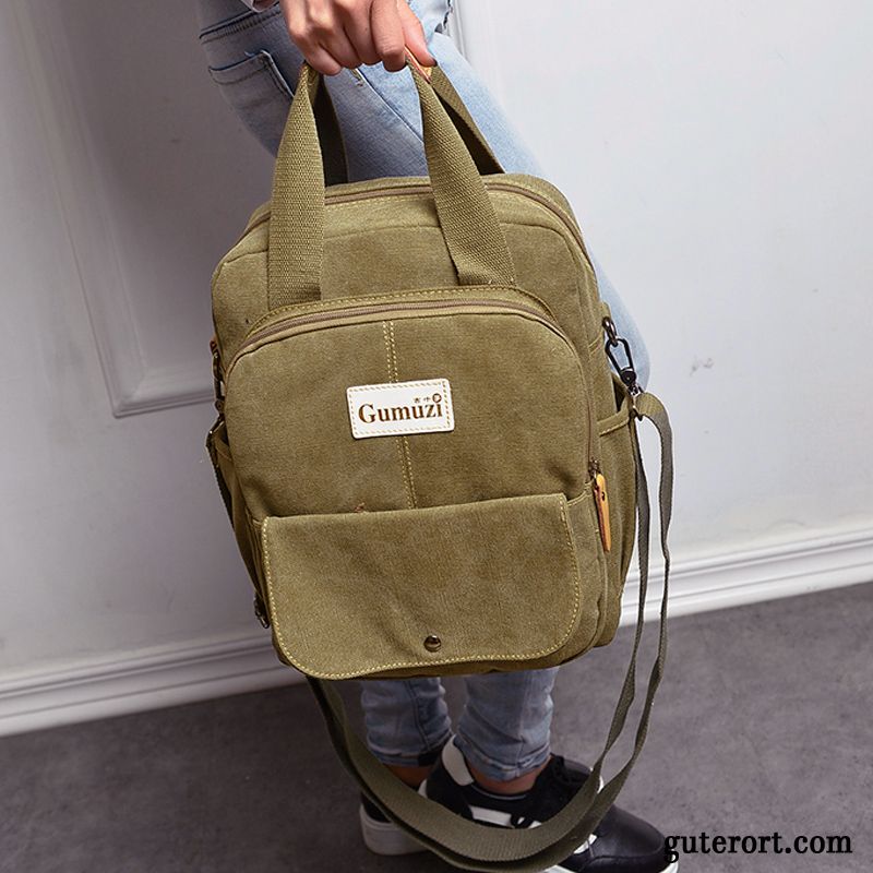 Umhängetaschen Herren Neu Leinwand Rucksack Diagonal-paket 2019 Vertikales Army Grün