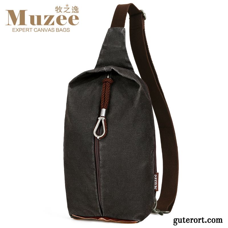 Umhängetaschen Herren Persönlichkeit Leinwand Mini Sport Retro Gürteltasche Schwarz Grau