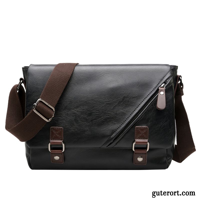 Umhängetaschen Herren Qualität Schultasche Neu Student Leder Retro Schwarz