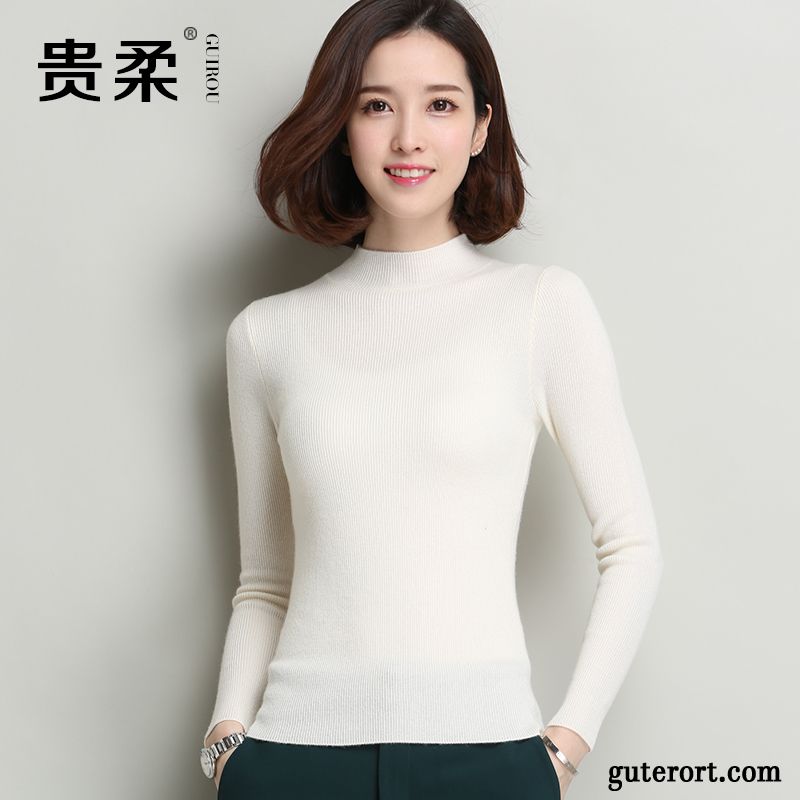 Weißer Damen Pullover Farbenreich, Schöne Pullis Für Damen